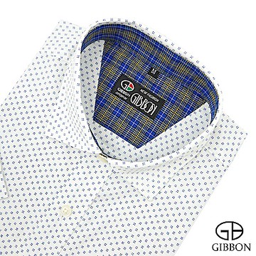 GIBBON 滿版印花質感休閒短袖襯衫‧白色