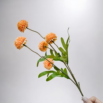 FLORAL M 夏日繽紛圓舞曲蜜桃橙乒乓菊仿真花花材  橘色