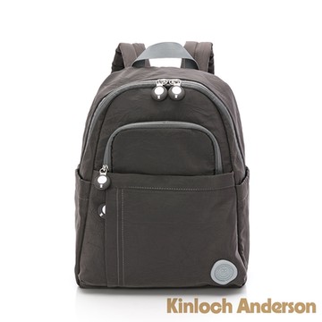 【金安德森】River 皺褶感前袋拉鍊後背包-霧灰