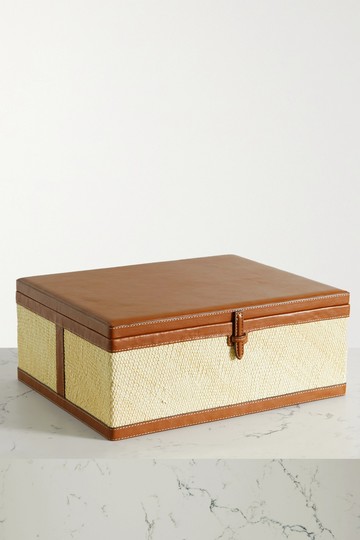Hunting Season - Leather-trimmed Raffia Trunk Box - Neutral - one size