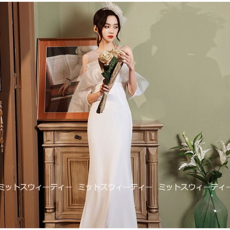 花嫁 ウエディングドレス 結婚式 安い スレンダードレス 二次会