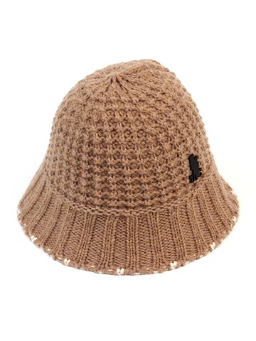 Waffle Knit Bucket Hat - Beige