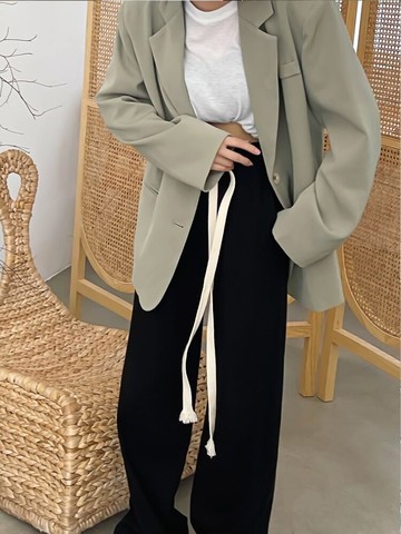 抽繩闊腿褲女高腰直筒春秋季寬松慵懶遛彎褲冬天休閑拖地運動褲子