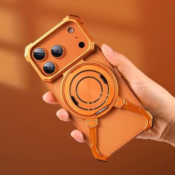 適用于iPhone蘋果16魔爪殼15金屬14鋁合金13手機殼Pro散熱MAX保護套無邊框骨架magsafe磁吸充電旋轉支架旋鈕