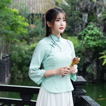 春秋裝民國風中式復古上衣文藝范中國風棉麻旗袍茶服改良唐裝女