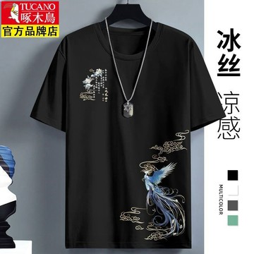 #Mr.Gu#短袖T恤男 大碼上衣男士 夏季男生衣服 冰絲短袖 青少年 彈力 小眾 休閑T恤 潮流 透氣 時尚上衣 夏季