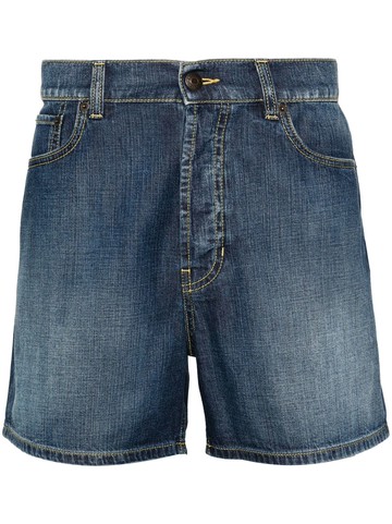 Alexander McQueen - contrast-stitching denim shorts - men - Cotton/Calf Leather/Polyester/Cotton - 48 - Blue
