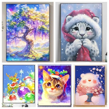 💛盒裝💛台灣現貨💛 新款5D鑽石畫 DIY鑽石貼畫 手作 大幅 水鑽貼畫 聖誕 黏鑽畫 滿鑽 立體貼鑽畫 手工點鑽畫