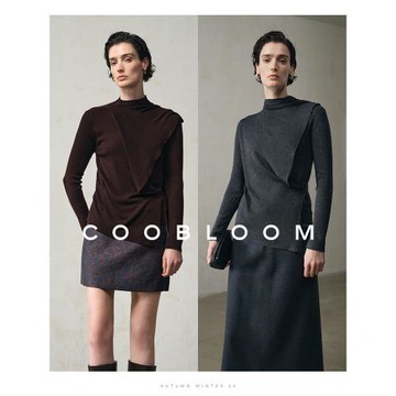 COOBLOOM/羊毛混紡毛衣女小高領套頭秋冬針織時髦穿搭垂順羊毛衫