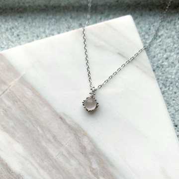 粉晶925純銀簡約風格項鍊