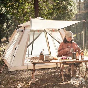 【好玩旅物】前廳升級版_4-6人露營野餐全自動按壓式銀膠防曬遮陽秒開帳篷 (附配件及收納袋) 公園快速搭建懶人親子帳篷 出遊郊遊戶外秒帳