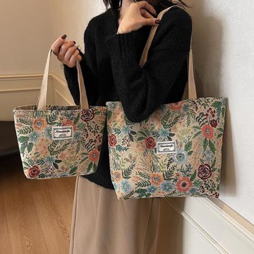 楠小姐大容量國風亞麻包包2025新款時尚通勤托特包ins單肩手提包