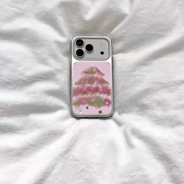 ins氛圍感復古聖誕樹電鍍銀非磁吸適用蘋果iPhone17promax手機殼16