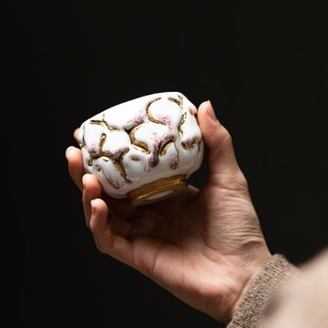 器物志 日式志野燒主人杯24K描金茶盞開片可養單杯品名杯功夫茶杯