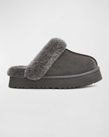 Disquette Suede & Shearling Platform Slippers
