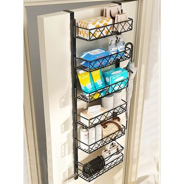 廚房門后置物架免打孔家用多功能櫥柜多層調味料用品門上收納架子