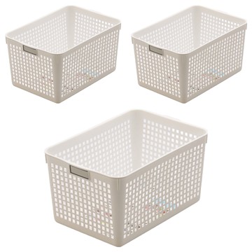 inomata 深型收納籃 - 白色  18.2 x 26.4 x 14.2cm  3個