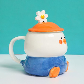 可愛卡通喝水杯子少女心高顏值陶瓷馬克杯大容量辦公室水杯帶蓋子 99購物節