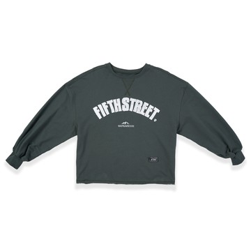 5th STREET｜女裝｜發泡印花寬版長袖T恤｜綠色