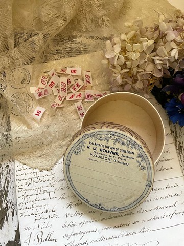 法國古董藥房圓形紙盒-小