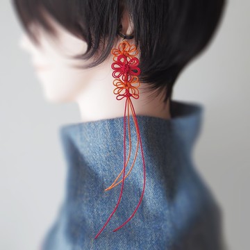 謠、華、祝 手工裝飾結單隻耳夾