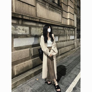 毛衣女寬松慵懶風針織開衫長款外套時尚百搭法式簡約過膝小眾秋冬新款【聚宝屋】