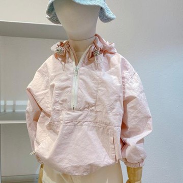 韓版秋裝新款上衣 男女童韓范洋氣連帽收口時尚大口袋沖鋒衣2