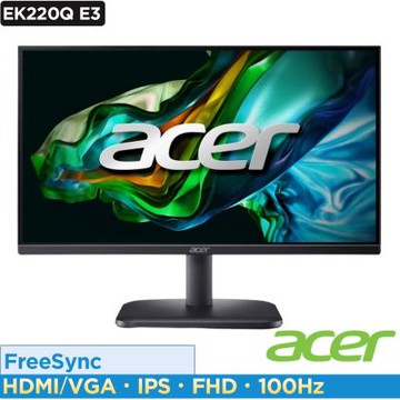 Acer 宏碁 EK220Q E3 22型IPS電腦螢幕｜100hz抗閃