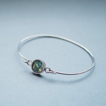 蛋白石 銀河 鉤環 男仕 手鐲 925銀