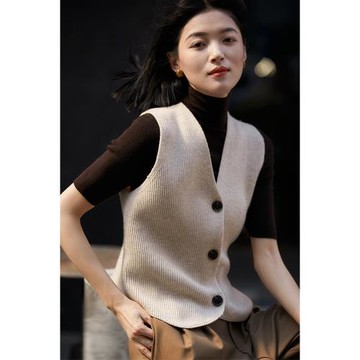 笑涵閣 層次感疊穿神器 意大利工藝羊毛羊絨保暖針織馬甲背心女