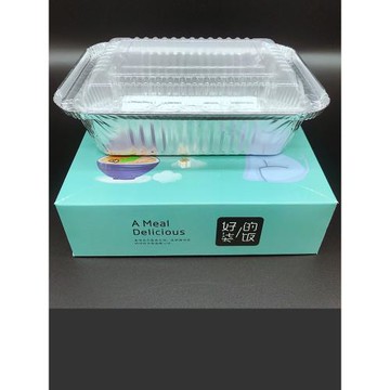 一次性外賣打包錫紙盒套裝長方形環保可加熱保溫網紅便當盒
