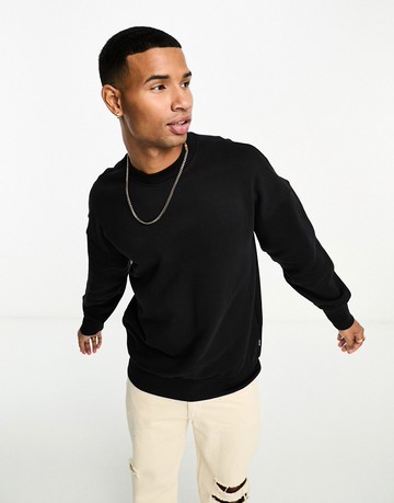 Only & Sons heavyweight crew neck sweat in black