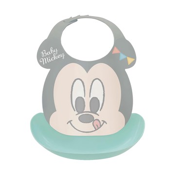 nishiki 錦化成 Disney 幼兒食事防漏圍兜兜 卡通造型兒童設計 可調整寬度 可拆分防水易清洗  米奇  1個