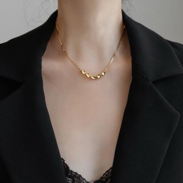 五連珠項鏈女夏頸鏈鎖骨鏈簡約小眾設計感高級潮不掉色毛衣鏈禮物