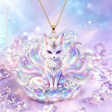 臺灣出貨✨【可開發票】九尾靈狐紫靈中式國風項鍊吊墜平面設計傳統古風平安項鍊禮物掛件