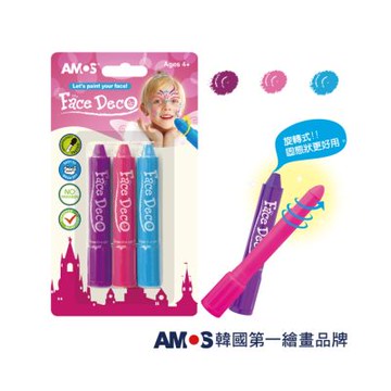 【AMOS 阿摩斯】韓國原裝 人體彩繪棒 3色 /組 粉色系 FD5B3G