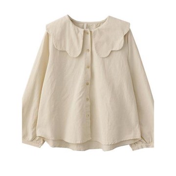 白色可愛娃娃領上衣襯衫女春秋季lolita打底內搭純棉春裝襯衣疊穿