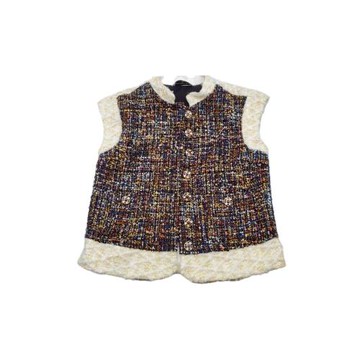 【二手精品 9.9成新】CHANEL香奈兒多彩色軟呢針織無袖背心(剪水洗標) 編號L224