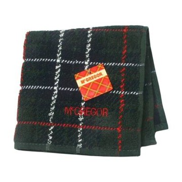 McGREGOR 綠底黑格紋棉質刺繡字母LOGO棉小方巾(25CM)