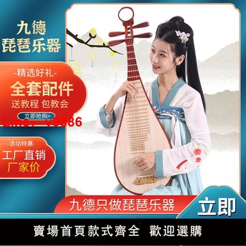 【台灣公司 超低價】九德 | 琵琶樂器初學入門成人兒童彈撥紅木琵琶演奏考級民族樂器