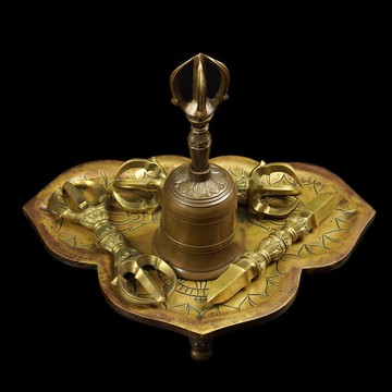 日本東密法器-19世紀.明治時期.金剛杵.鈴.獨鈷杵.三鈷杵.金剛盤.
