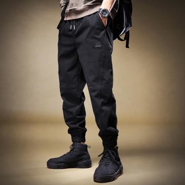 美式復古工裝褲子男潮牌寬松加絨男士休閑褲秋冬款束腳大碼哈倫褲