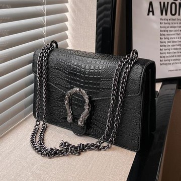 鱷魚紋包包女士2025新款潮高級感時尚單肩女包百搭鏈條斜挎小方包