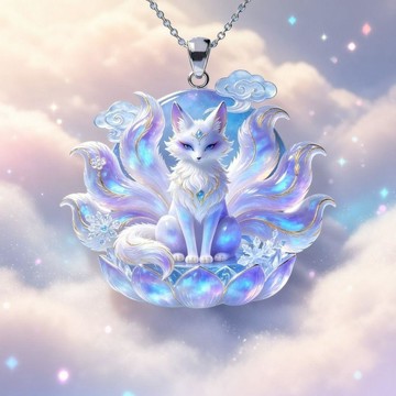 臺灣出貨✨【可開發票】九尾靈狐浮雕掛墜狐尾通琺琅冰晶九尾吊墜小衆百搭吉祥吊墜
