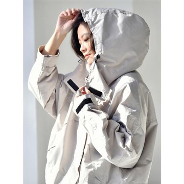 特●W1119C韓版文藝工裝風寬松大兜中長款連帽風衣外套秋米蘭宣言