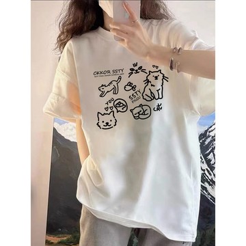 免運 夏天女裝 韓系 100%純棉 短袖t恤女 短袖t恤女 oversize 大尺碼 shirt 大碼上衣 2749