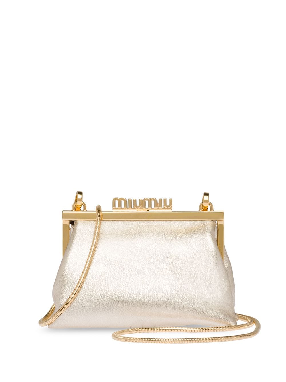 Miu Miu - mini logo-plaque crossbody bag - women - Cotton/Nappa Leather/Satin - One Size - Neutrals