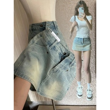 【台灣出貨】短裙 A字短裙 半身裙 牛仔裙半身裙女夏季2025新款短褲高腰辣妹裙褲小個子a字包臀短裙L