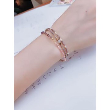 VIKIKO新款甜美全新 冥王細友誼碧璽手鏈女 紫霞只羨鴛鴦不羨仙