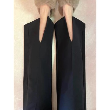 喇叭褲子女秋季冬2025年新款高腰顯瘦垂感黑色西裝長褲開叉微喇褲